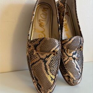 Sam Edelman Brown and Tan gold Snakeskin Leather 8